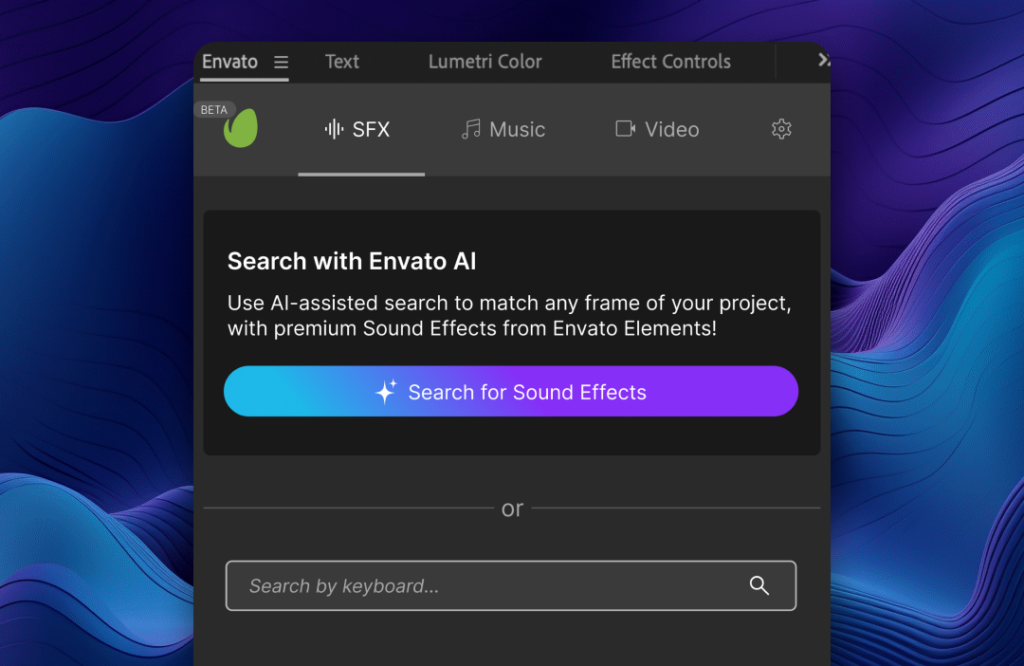 Envato’s new extension for Premiere Pro - AI search