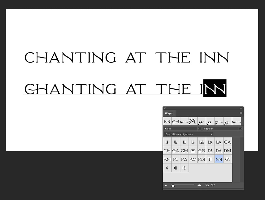use the glyphs in PSD