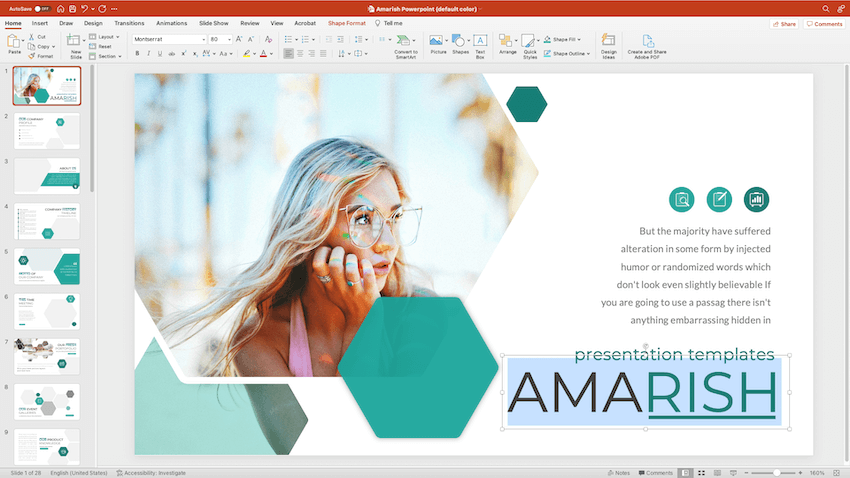 Customizing the title slide