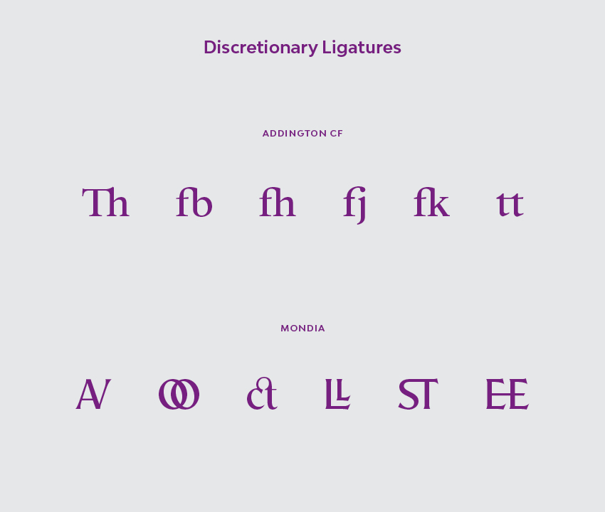 discretionary ligatures