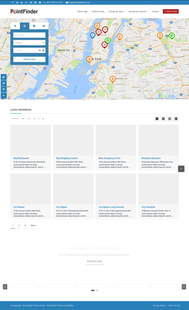 The homepage after importing demo content.