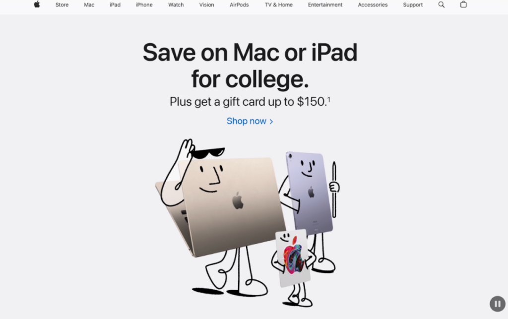 Apple homepage