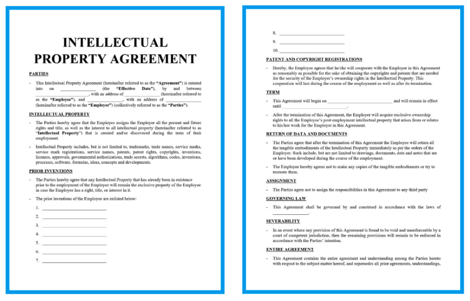 intellectual property agreement template