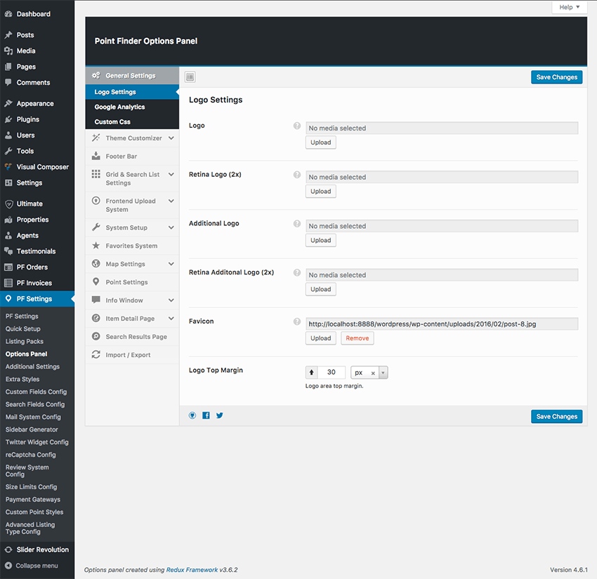 The theme’s settings are easily laid out.