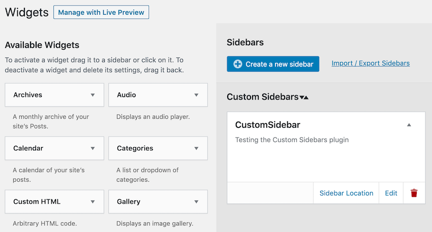 create custom wordpress sidebar
