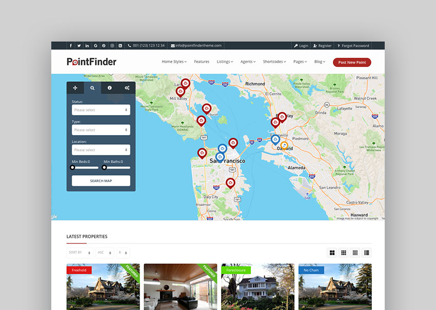 Point Finder is a WordPress directory theme.