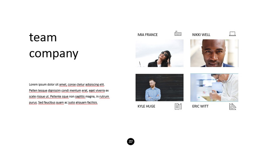 The Team Slide in a PowerPoint template that's premium.