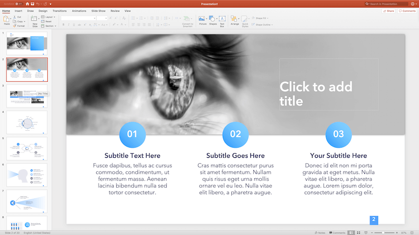 Features Eye Health PowerPoint Template
