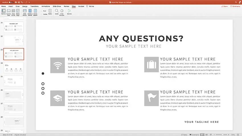Slide design #23 has a Q&A design.