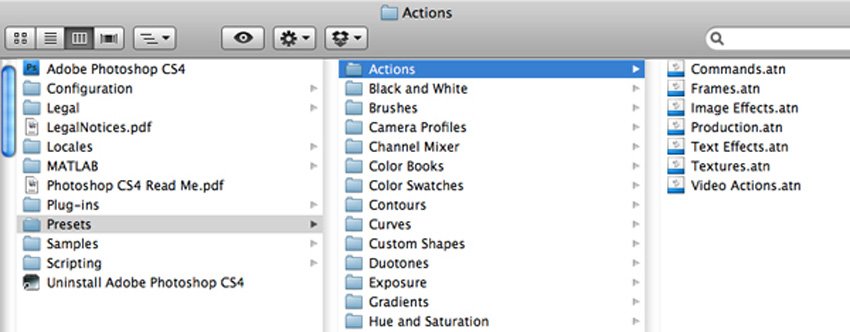 drag the downloaded actions into the Actions folder contained within the Photoshop Presets folder in your Photoshop application folder