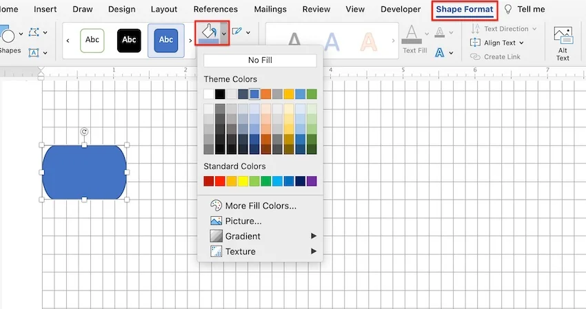 Shape Format ribbon