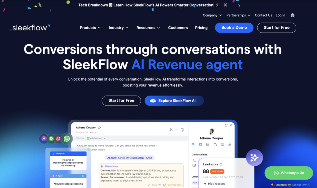 SleekFlow homepage screenshot