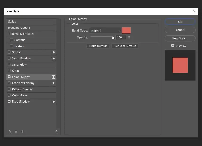adding a color overlay to the layers