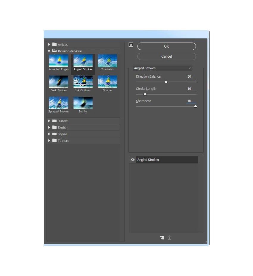 angled strokes settings