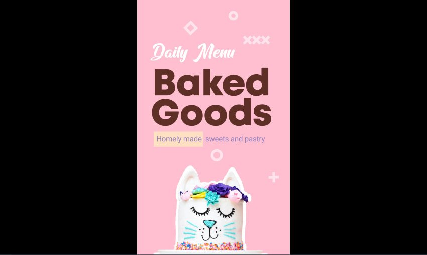 Baked Goods Menu Vertical Version