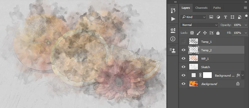 Now set the foreground color to #000000, choose the Brush Tool (B), and pick the Watercolor_Brush_2 brush.