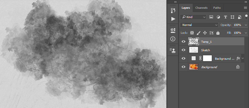 Now set the foreground color to #000000, choose the Brush Tool (B), and pick the Watercolor_Brush_1 brush.