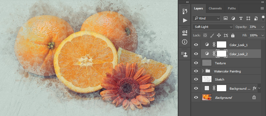 Now change the Blending Mode of this layer to Soft Light and set the Opacity to 33%.