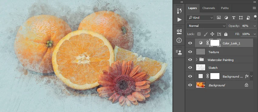 Change the Opacity of this layer to 46%.