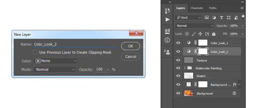 Now select the Texture layer, go to Layer > New Adjustment Layer > Gradient Map to create a new gradient map adjustment layer, and name it Color_Look_2.