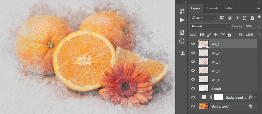 Select the Temp_1 layer and Shift-click on the Temp_5 layer to select all layers between. Then, Right-click on any of the selected layers and choose Delete Layers.