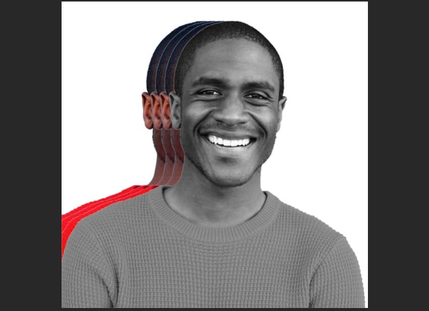 desaturating the image and moving the duplicates