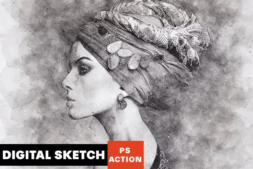 Digital Photoshop Pencil Sketch Effect Action
