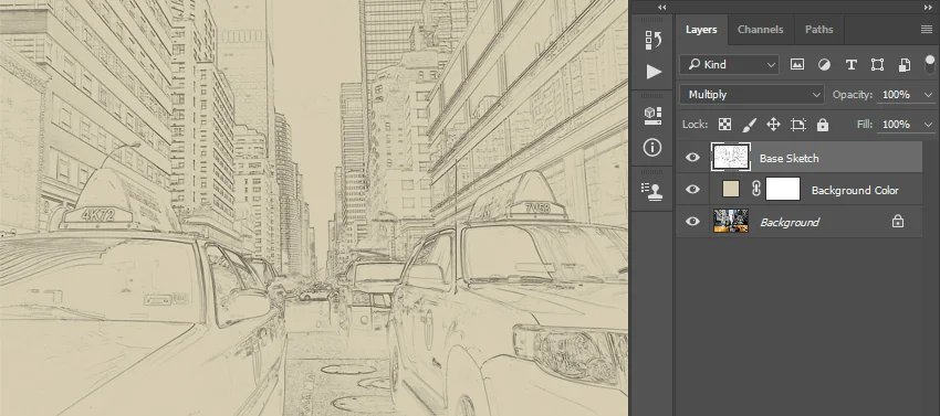Name this layer Base Sketch and change its blending mode to Multiply.