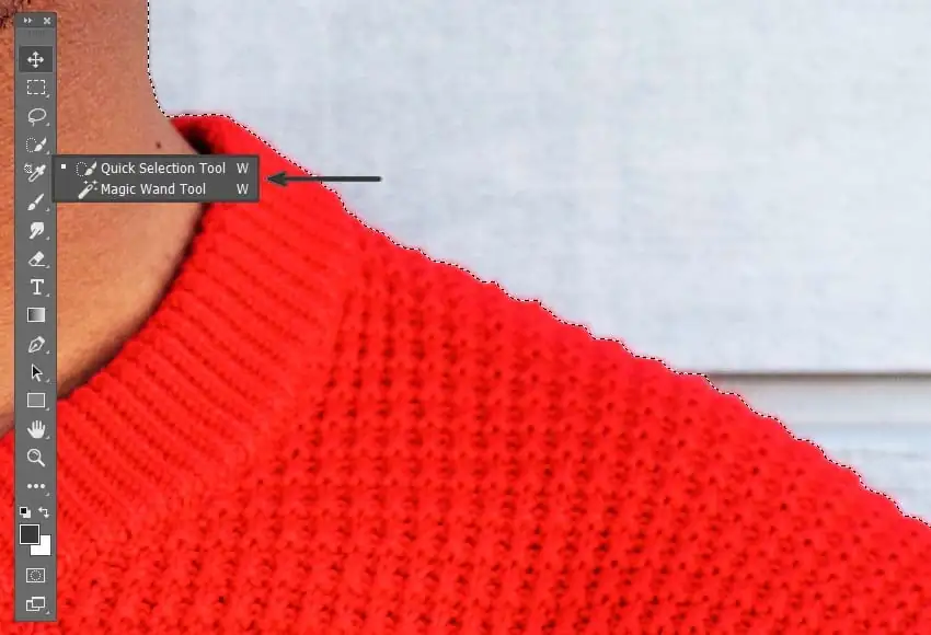 selecting the image using quick selection tool and magic wand tool