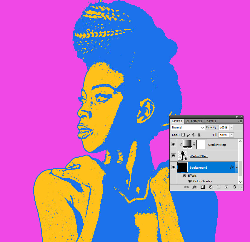 Add a new layer and move it below the Warhol Effect layer.