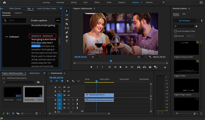 Premiere Pro Text Panel