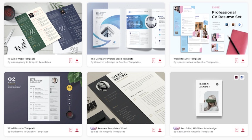Word templates from Envato Elements