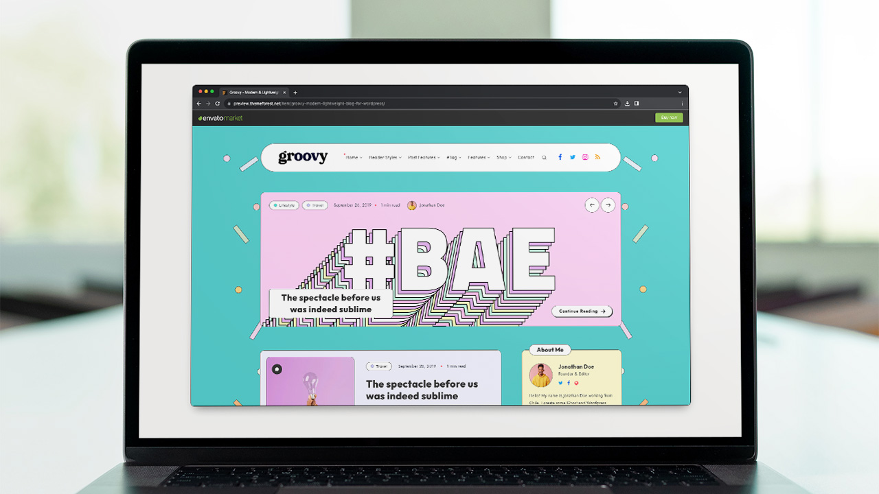 wordpress home page of the groovy theme