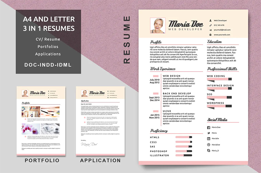 Resume template with multiple skills sections from Envato Elements.