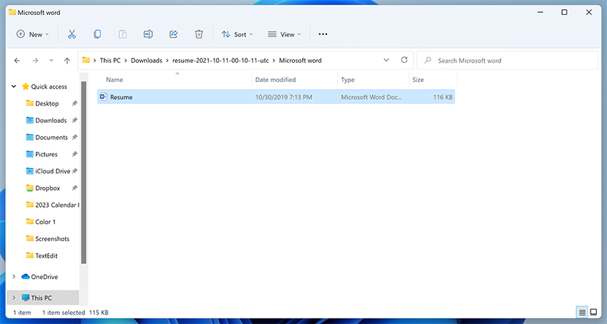 open folder