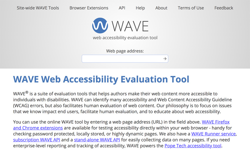 WAVE – Web Accessibility Evaluation Tool.