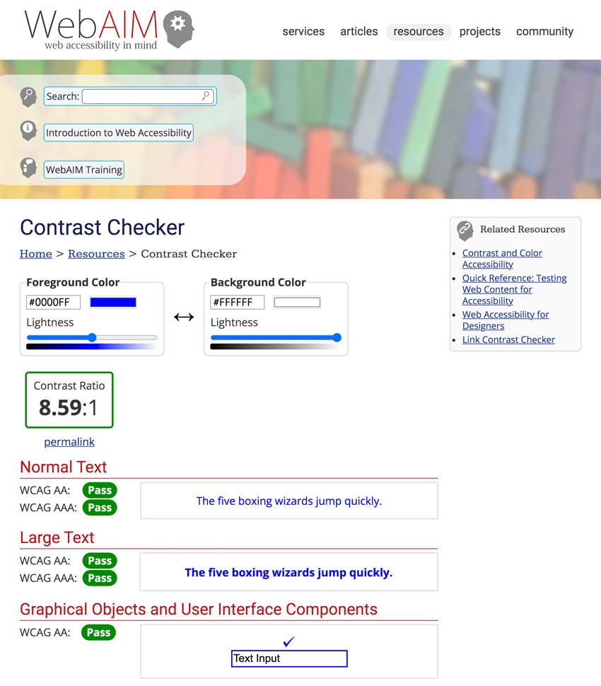 WebAIM Contrast Checker.