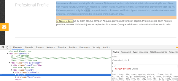 p tag highlighted