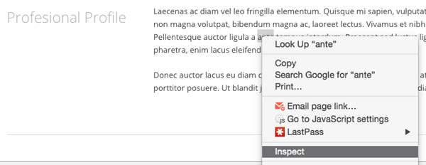 inspect text
