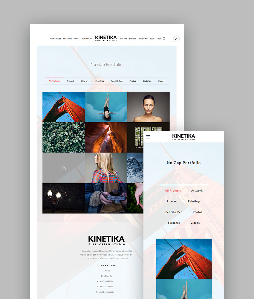 Kinetika: Fullscreen Creative Photography WP Theme