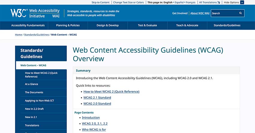 WCAG website
