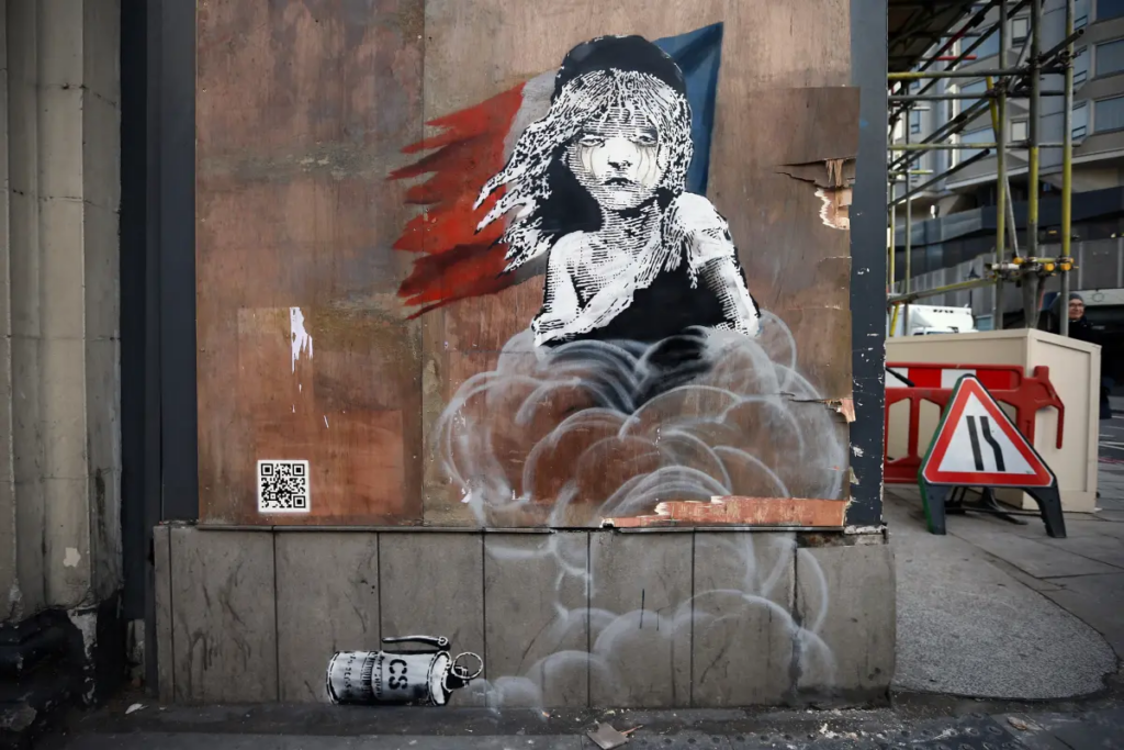 Banksy's recreation of the poster from famous French musical Les Misérables
