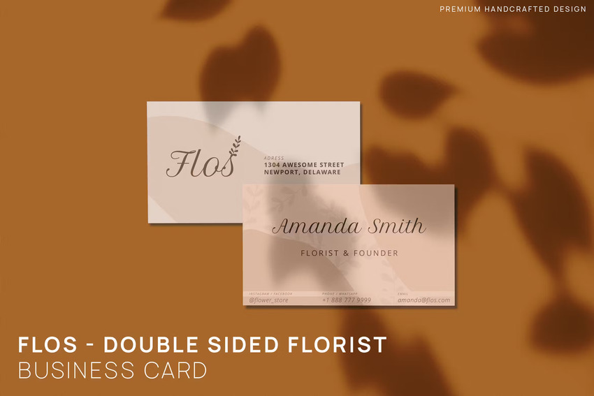 Flos back of business card
