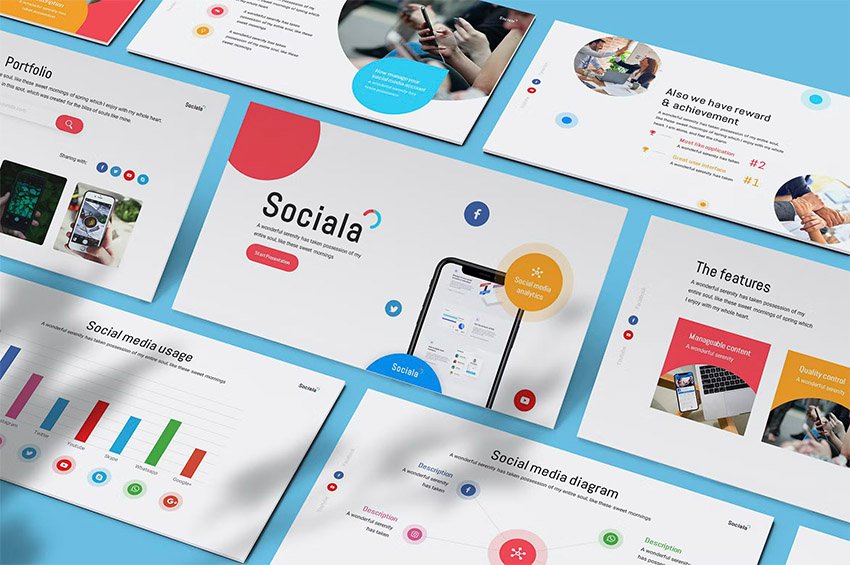 Sociala is a Social Media Powerpoint Template