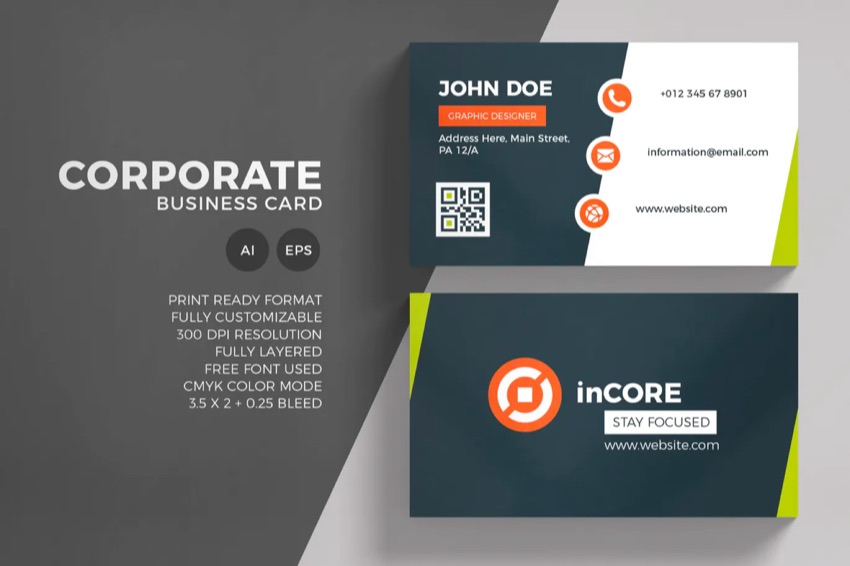 Corporate Qr business card back side