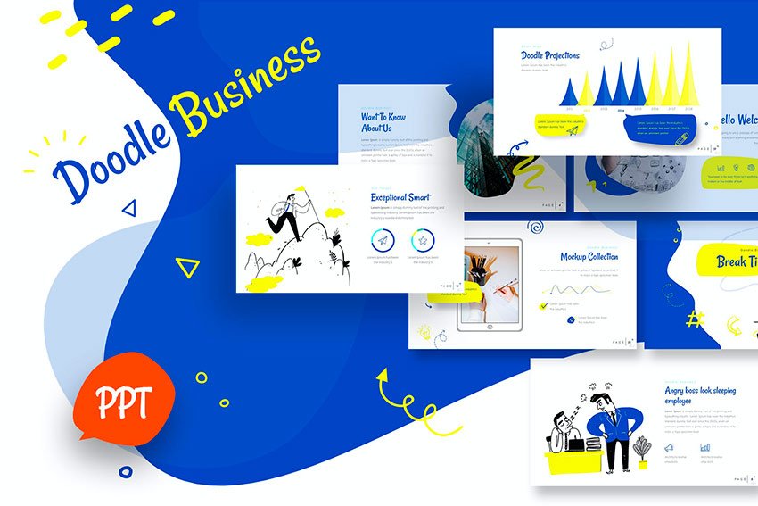 Check out this cool social media presentation template with doodles. 