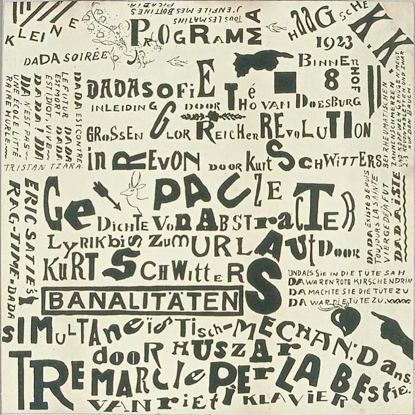 Theo van Doesburg's poster for a Dada event, 1923