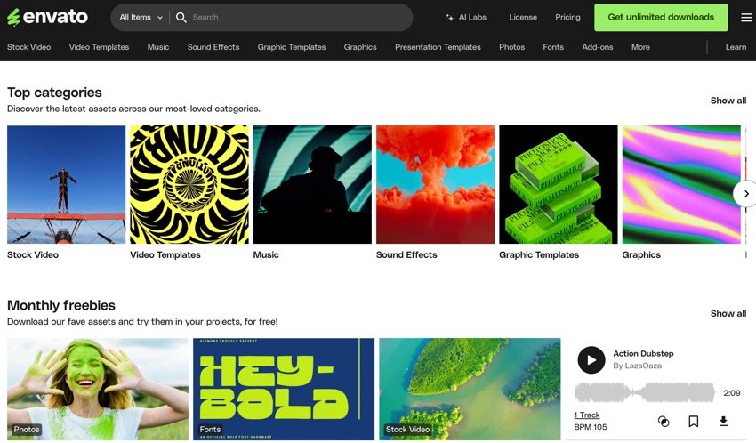 Digital assets on Envato