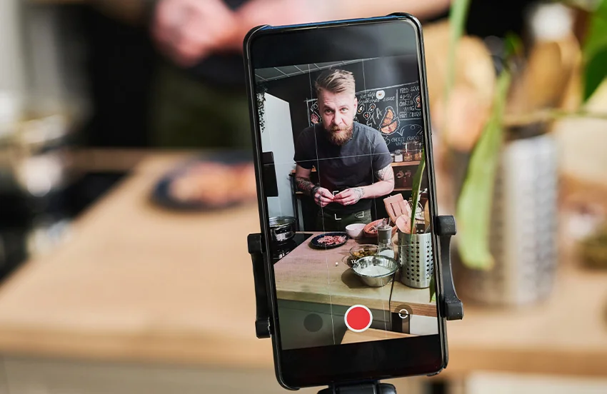Filming a cooking video vertically.