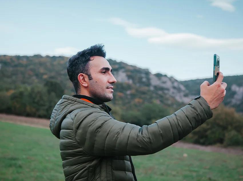 Using the phone naturally.